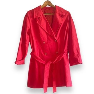 Marina Rinaldi Italian Red Windbreaker Trench Coat Jacket Sz 12